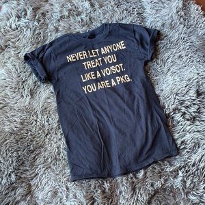“Never Let Anyone Treat you like a Vo/Sot” TV news tshirt